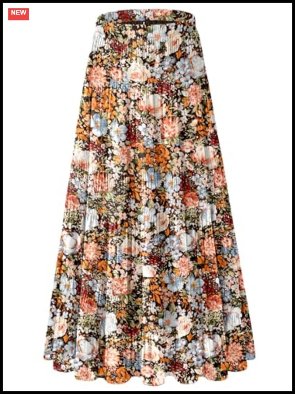 Chiffon Pleated A Line Maxi Skirt High Waist Elastic Flowy Summer